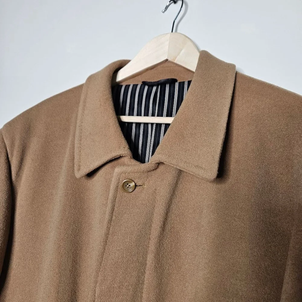 Jones New York Vintage Swinton Wool Cashmere Overcoat Men 44R Brown Long Coat - Picture 4 of 13